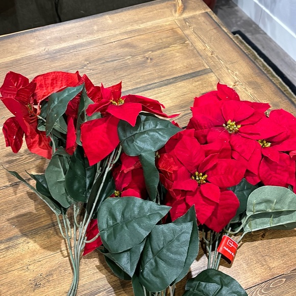 Holiday/Christmas Red Poinsettia Faux Stems - bundle of 3 NWT - Picture 1 of 3